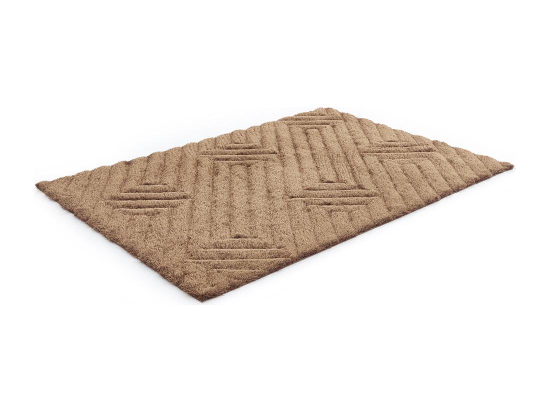 Vente Unique Tapis Shaggy En Relief à Poils Longs - 160 X 230 Cm - Marron - MAZE