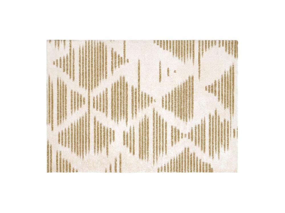 vente unique Tapis shaggy géométrique - 160 x 230 cm - Beige et marron - TANTIA