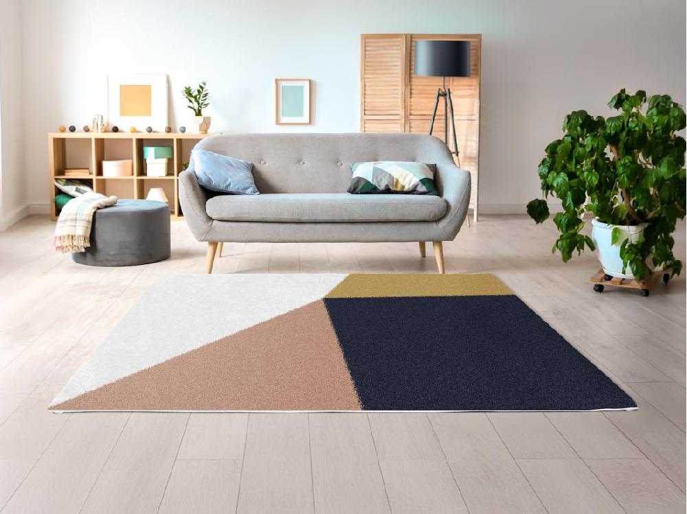 vente unique Tapis shaggy géométrique - 160 x 230 cm - Multicolore - GATRONE