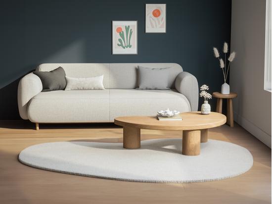 vente unique Tapis shaggy organique effet fourrure - 160 x 230 cm - Beige - GIRONA