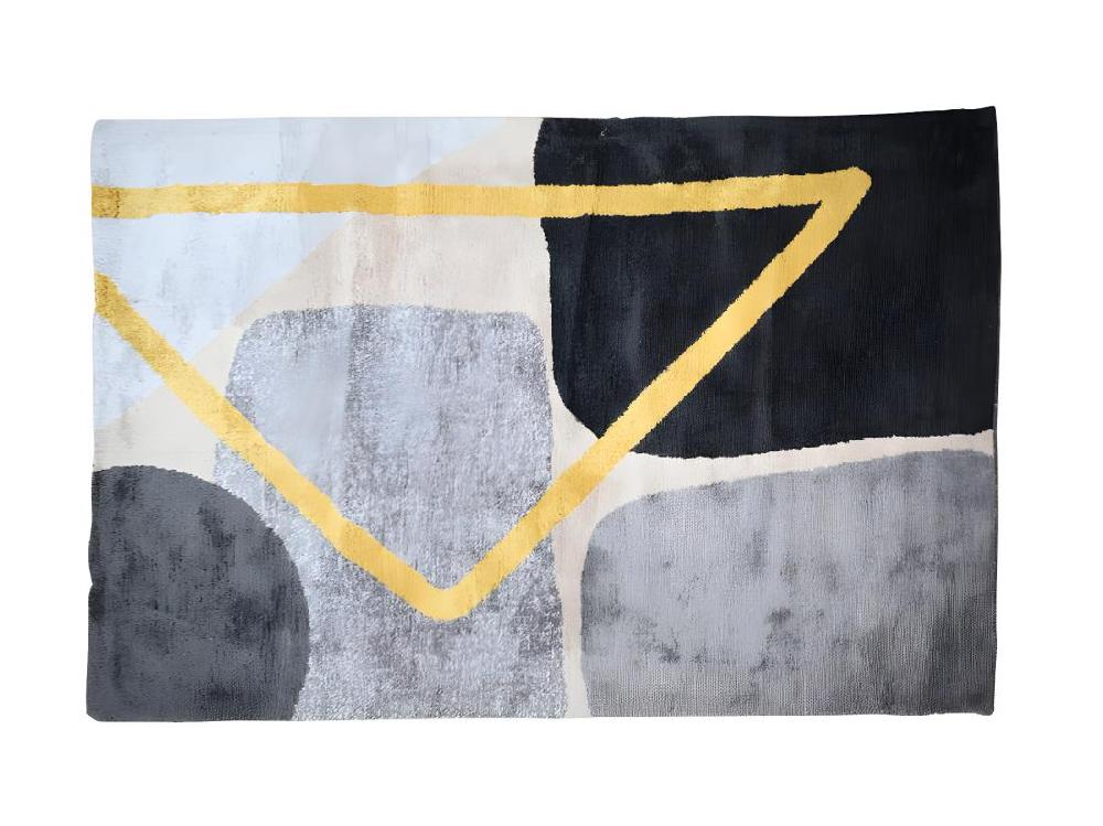 Vente Unique Tapis Style Contemporain - 160 X 230 Cm - Gris Noir Et Doré - PICADILLY