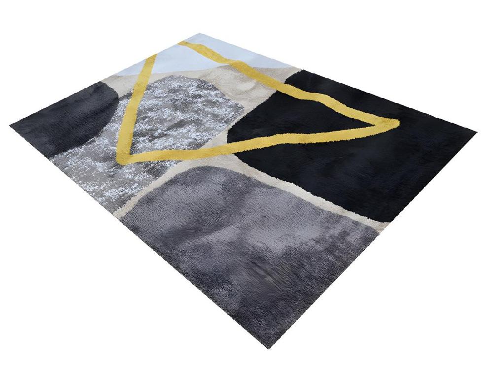 Vente Unique Tapis Style Contemporain - 160 X 230 Cm - Gris Noir Et Doré - PICADILLY