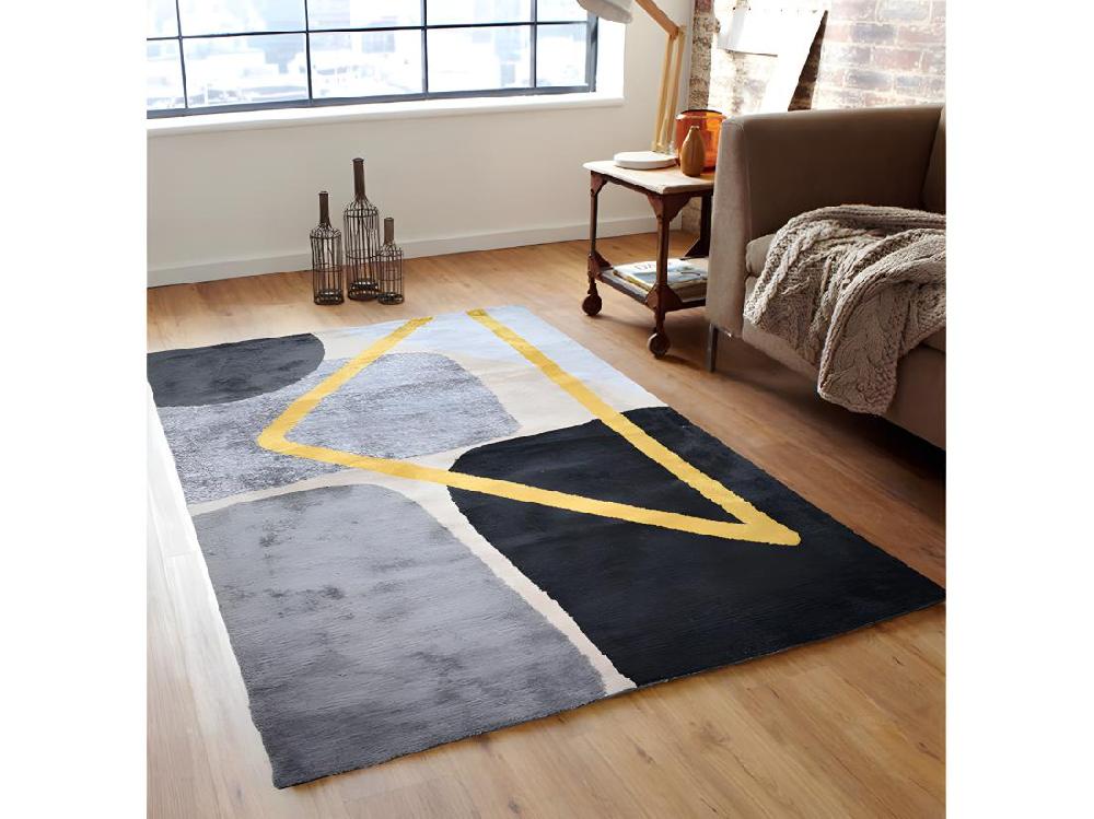 vente unique Tapis style contemporain - 160 x 230 cm - Gris noir et doré - PICADILLY