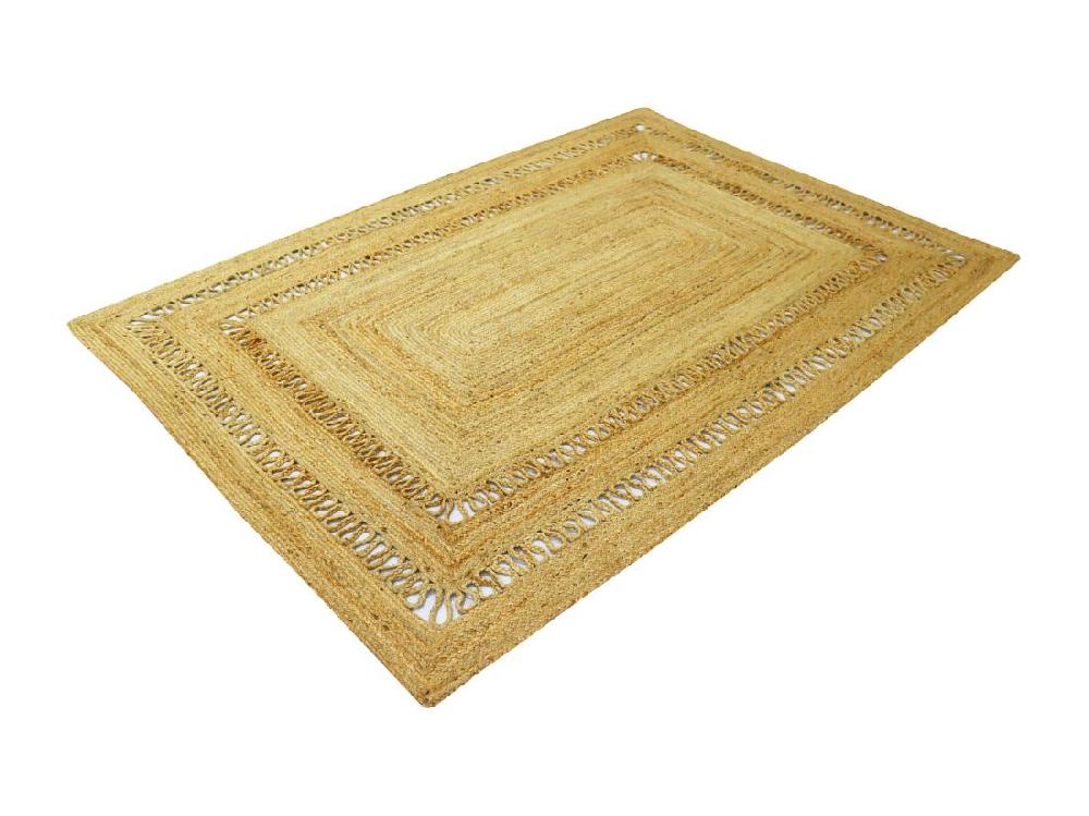 Vente Unique Tapis Tressé Ajouré 100% Jute - 200 X 290 Cm - Naturel - JARAVI
