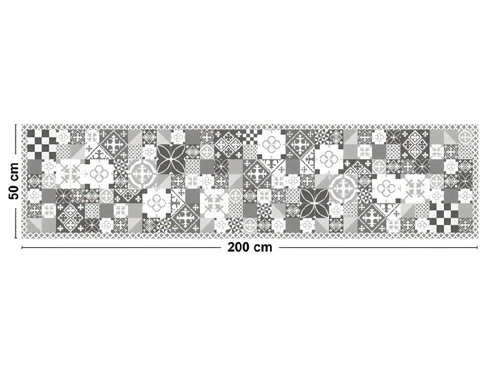 Vente Unique Tapis Vinyle Médium Bis L 50xL200cm - Ciment Style Gris - Vinyle