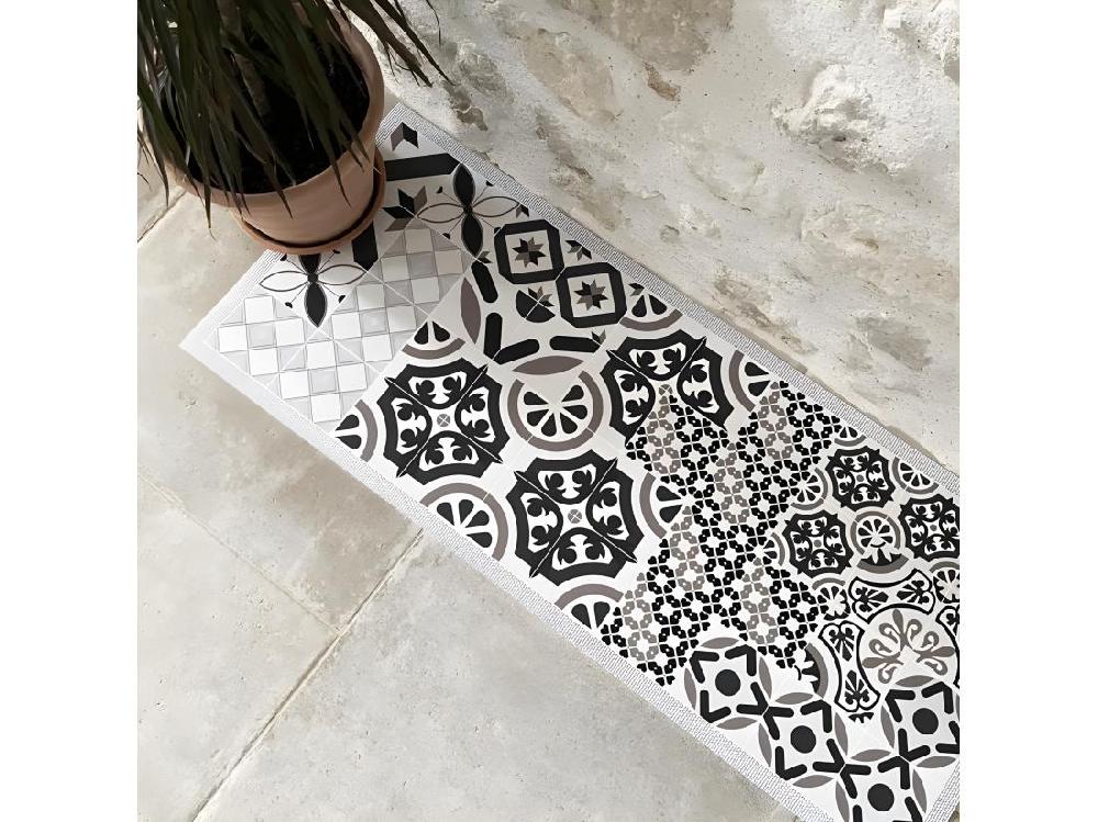 Vente Unique Tapis Vinyle Médium Bis L 50xL200cm - Naples Taupe - Vinyle