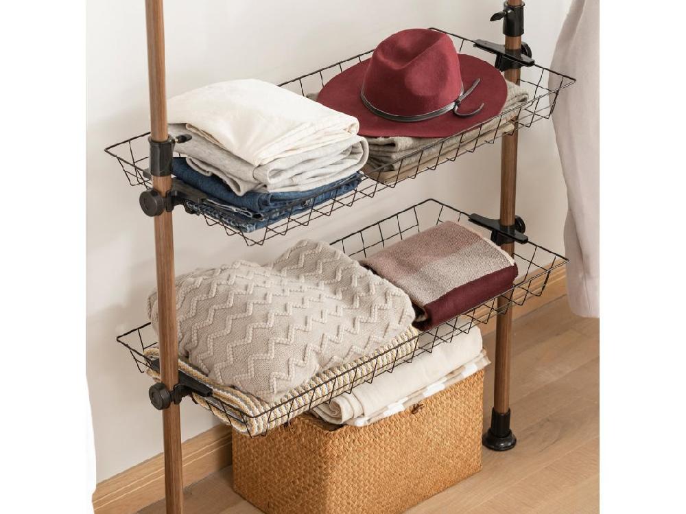 Vente Unique Télescopique Garde-robe Système De Penderie Télescopique Avec 5 Barres Portant De Vêtement Kls04-br