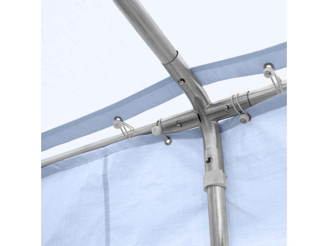 Vente Unique Tente Barnum Tonnelle De Réception 798L X 392l X 280H Cm Polyéthylène Imperméable 8 Fenêtres Et Acier Galvanisé Robuste Blanc