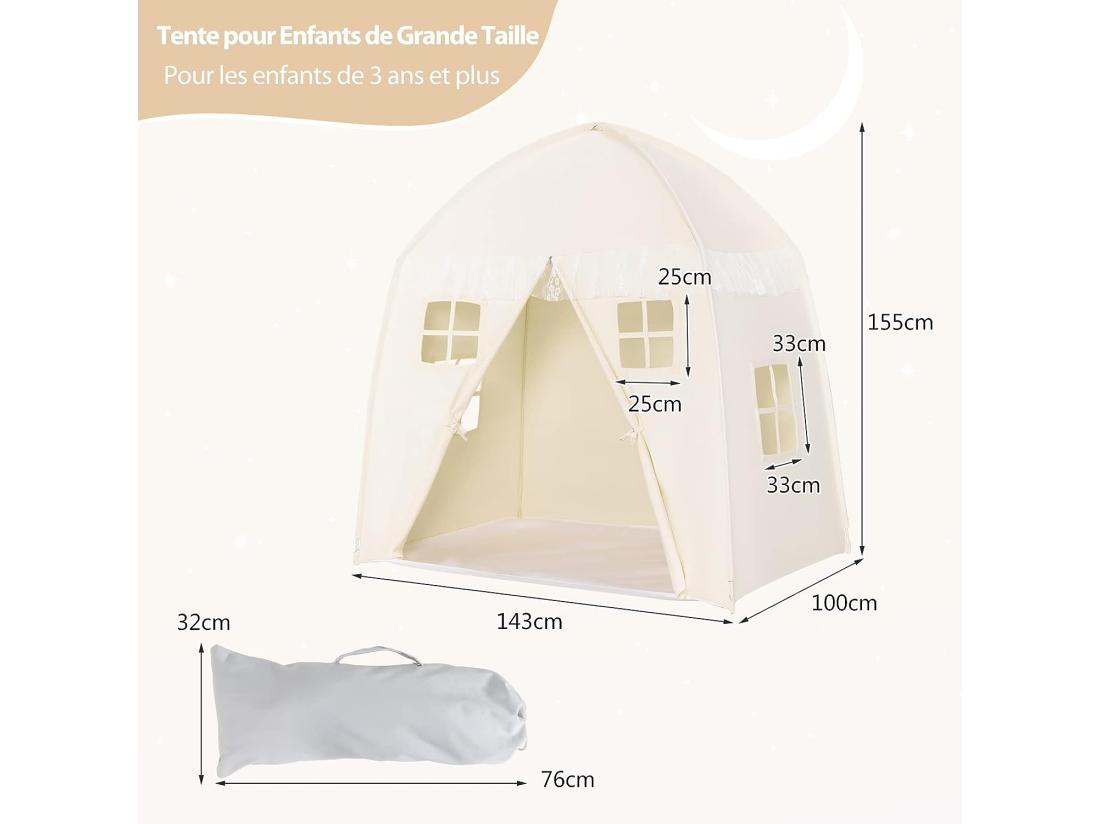 Vente Unique Tente De Jeu Pour Enfants Grande Maison De Jeu Pour Intérieur Et Extérieur Pour Enfants 3 Ans +