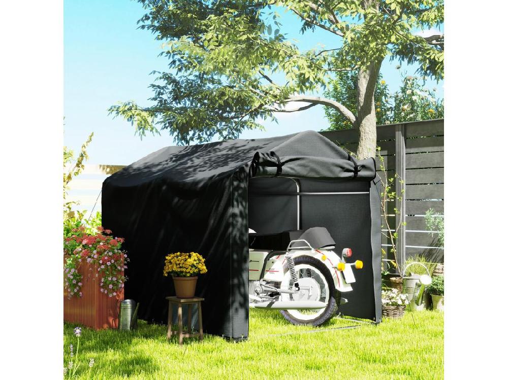 vente unique Tente de stockage - abri de jardin dim. 2 x 1 6 x 1 65 m - porte enroulable zippée - métal galvanisé PE gris