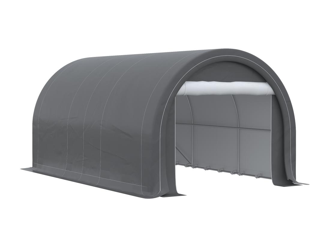 Vente Unique Tente Garage Carport Dim. 5L X 3l X 2 4H M Acier Galvanisé Robuste PE Haute Densité 190 G/m² Imperméable Anti-UV Gris