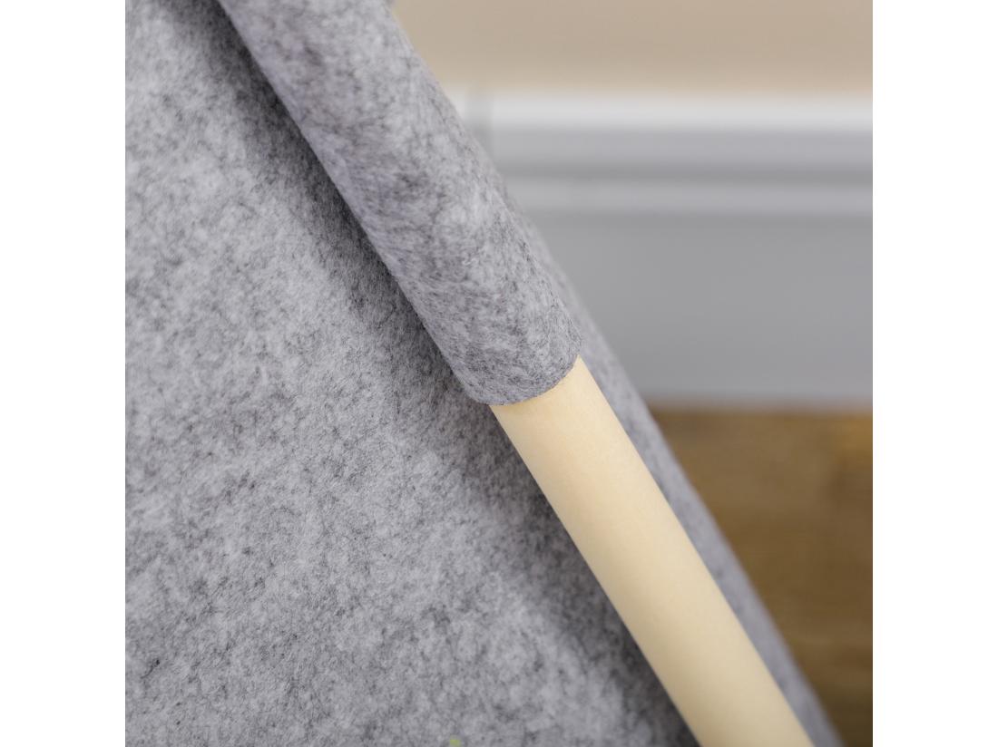 Vente Unique Tente Tipi Pour Animaux - Teepee Chien Chat - Coussin épais Grand Confort Inclus - Structure Bois De Pin Feutre Polyester Gris