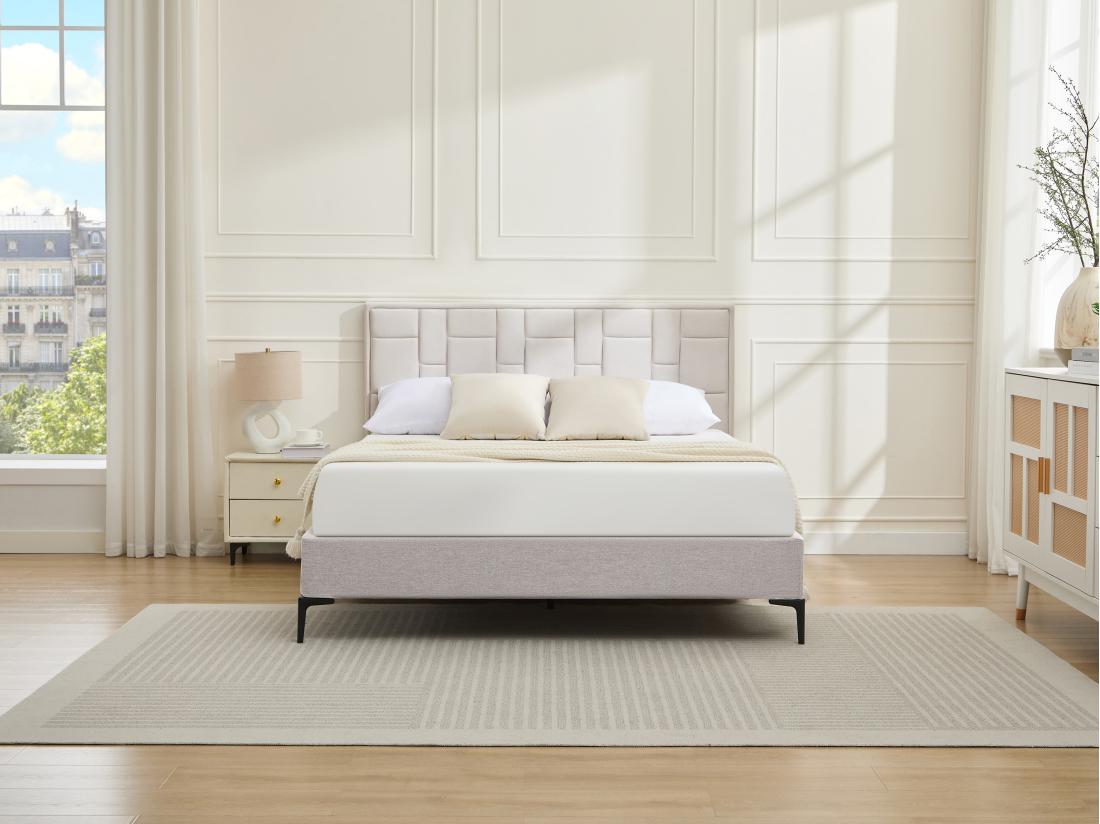 Vente Unique Tête De Lit 140 Cm - Velours - Beige - HERMINE
