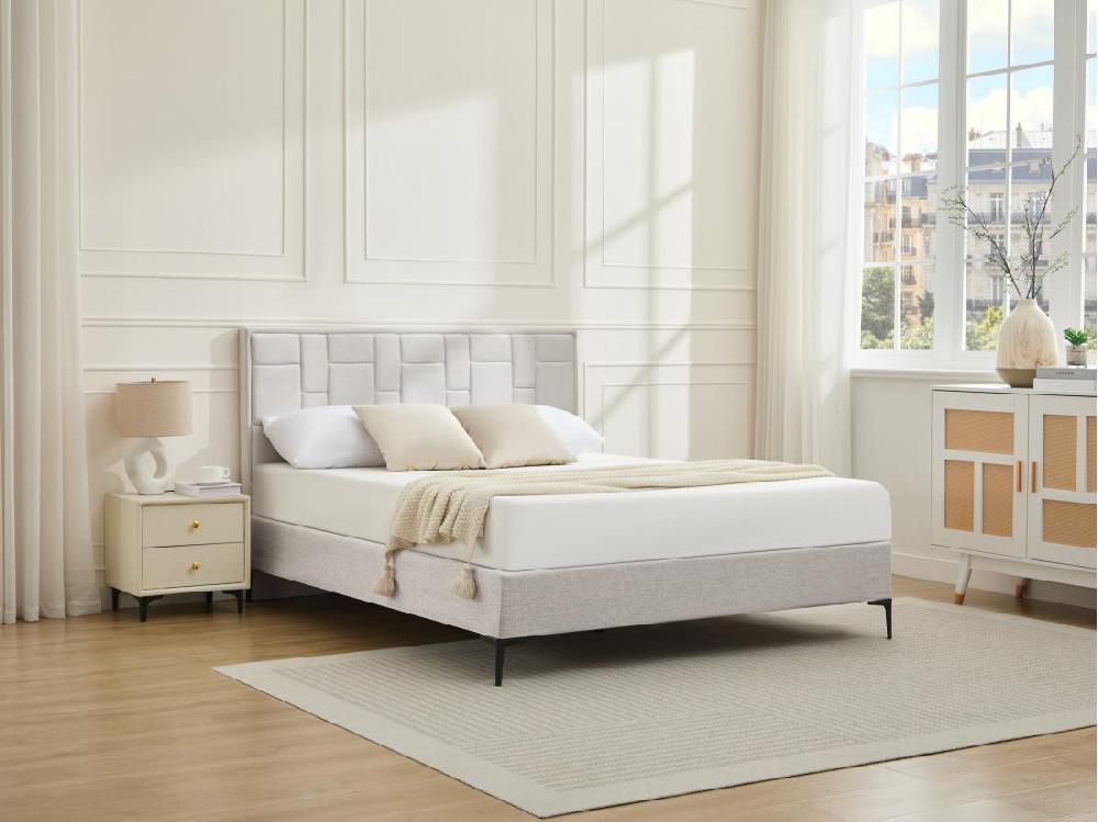 vente unique Tête de lit 140 cm - Velours - Beige - HERMINE