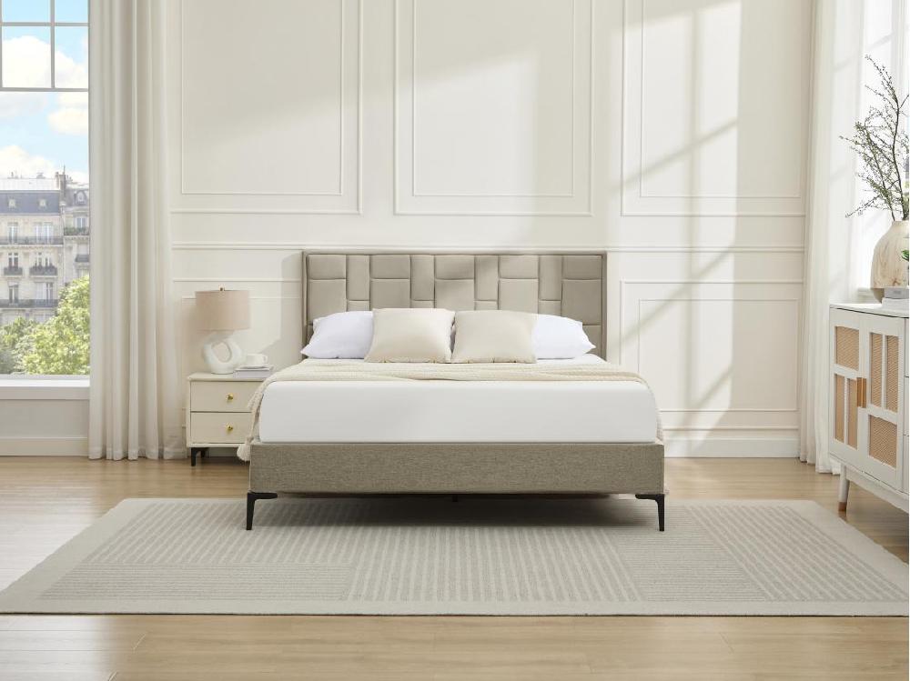 Vente Unique Tête De Lit 140 Cm - Velours - Taupe - HERMINE