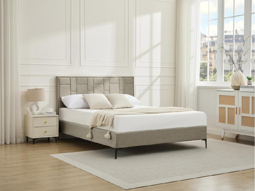 vente unique Tête de lit 160 cm - Velours - Taupe - HERMINE
