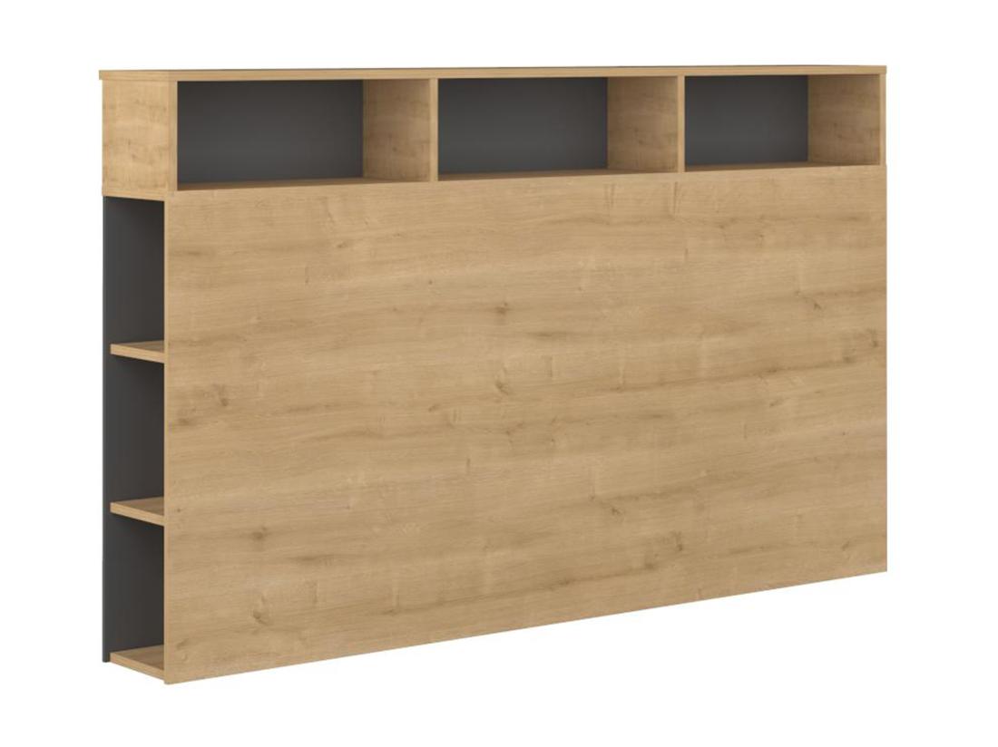 Vente Unique Tête De Lit Avec Rangements NASTIA - 160 Cm - Chêne Et Anthracite