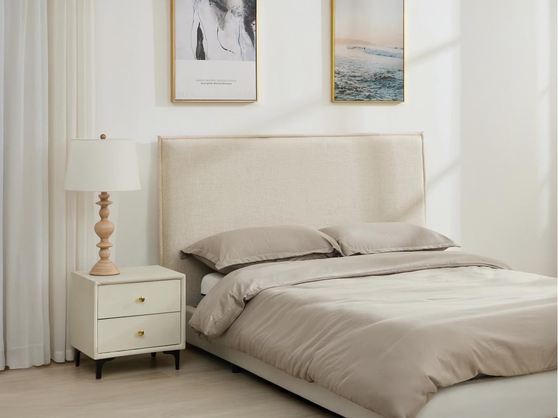 vente unique Tête de lit déhoussable 150 cm - Coton et lin - Beige - TAHIME