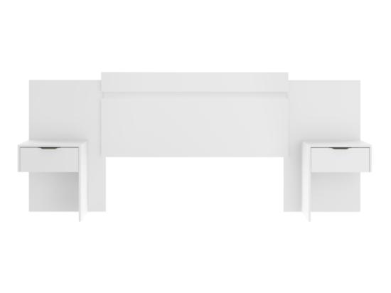 Vente Unique Tête De Lit Extensible Avec Chevets - 140/160 Cm - Blanc - PARATI