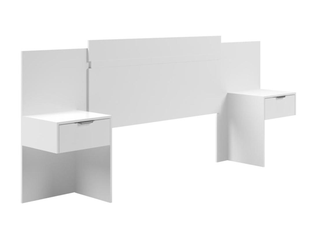 Vente Unique Tête De Lit Extensible Avec Chevets - 140/160 Cm - Blanc - PARATI