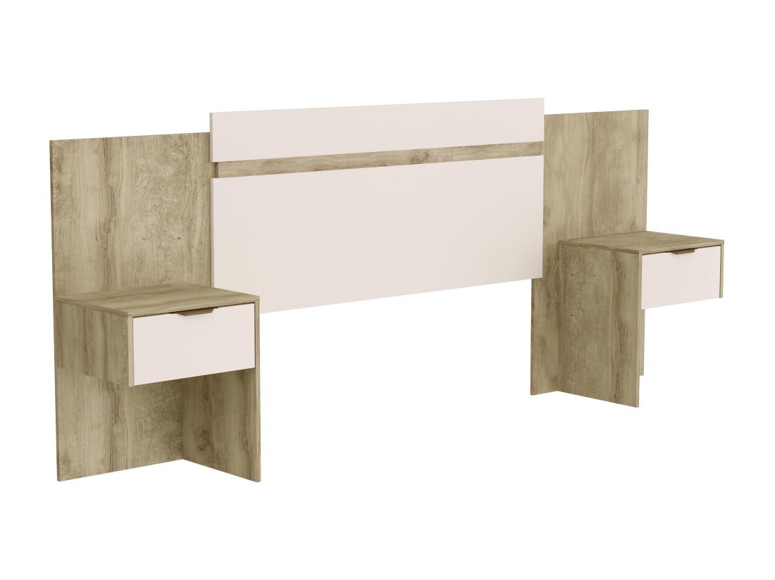 Vente Unique Tête De Lit Extensible Avec Chevets - 140/160 Cm - Coloris : Naturel Et Ivoire - PARATI