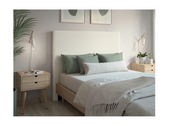 Vente Unique Tête De Lit NUMA En Tissu Bouclette - Blanc - Largeur 140 Cm