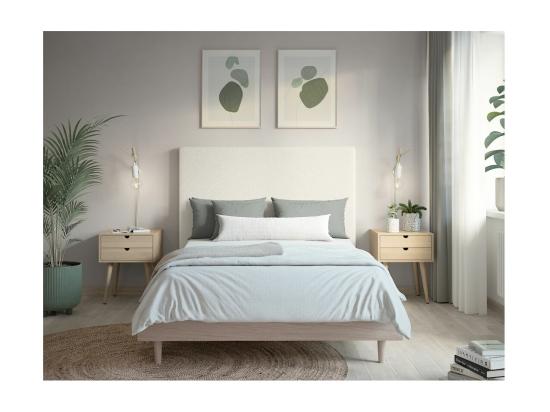 Vente Unique Tête De Lit NUMA En Tissu Bouclette - Blanc - Largeur 140 Cm