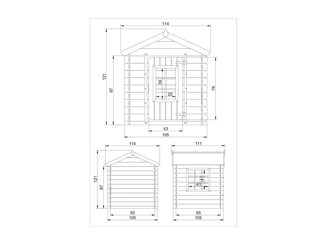 vente unique Timbela M570M-1 Maison en bois pour enfants -Toit bleu- 111x114xH121cm/0.9 m2