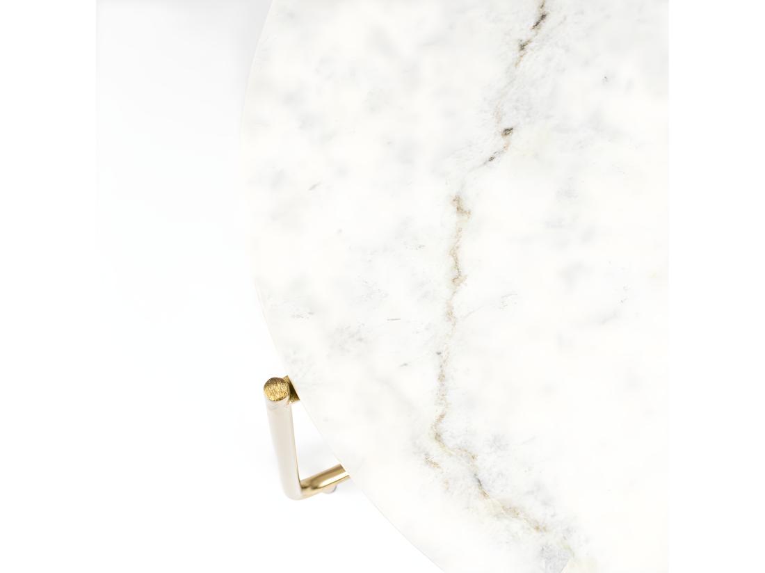 Vente Unique Timpa - Table Basse En Marbre ø70cm - Blanc