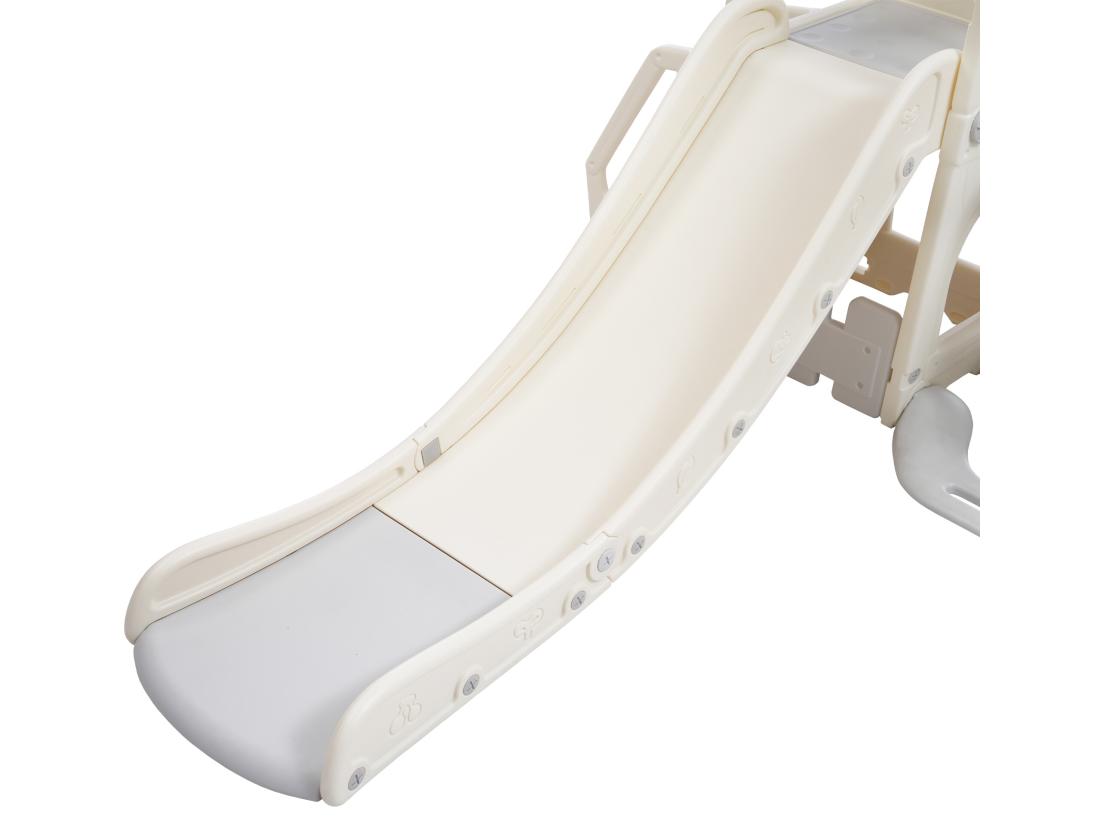 Vente Unique Toboggan 5 En 1 - Avec Escalier Balançoire Espace De Rangement Panier De Basket - Gris Clair