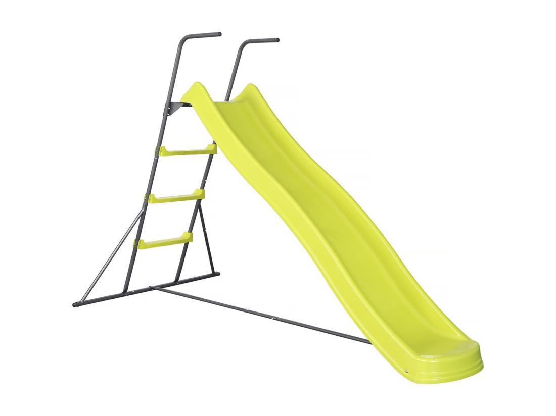 Vente Unique Toboggan De Jardin à Double Vague "Poly" En Vert - 240 X 120 X 156 Cm