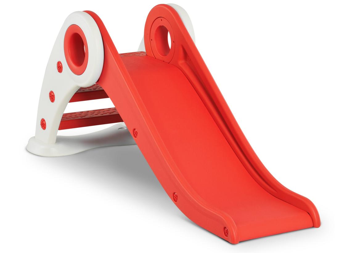 Vente Unique Toboggan Enfant Pliable 3 à 6 Ans Usage Intérieur Extérieur Dim. 120L X 50l X 56H Cm HDPE Rouge