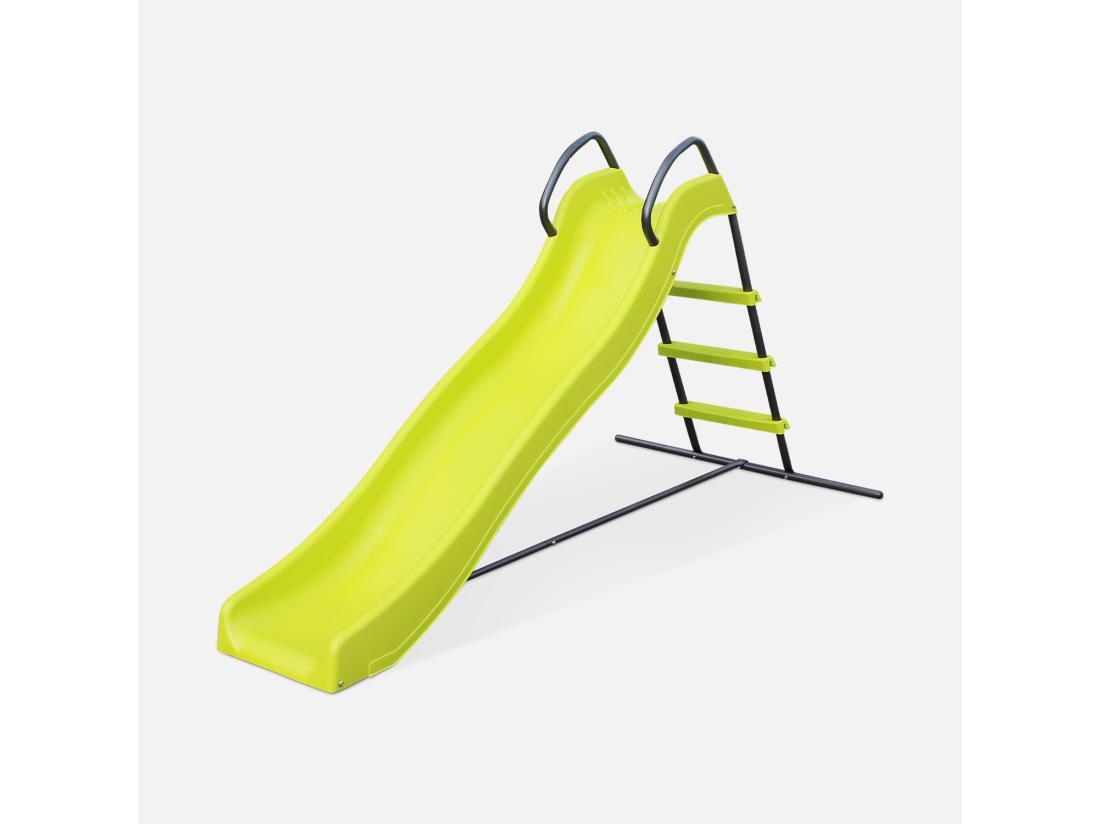 vente unique Toboggan - Sirocco vert - Glissière double vague. 175cm de longueur. structure de jardin extérieure. aire de jeu pour le jardin