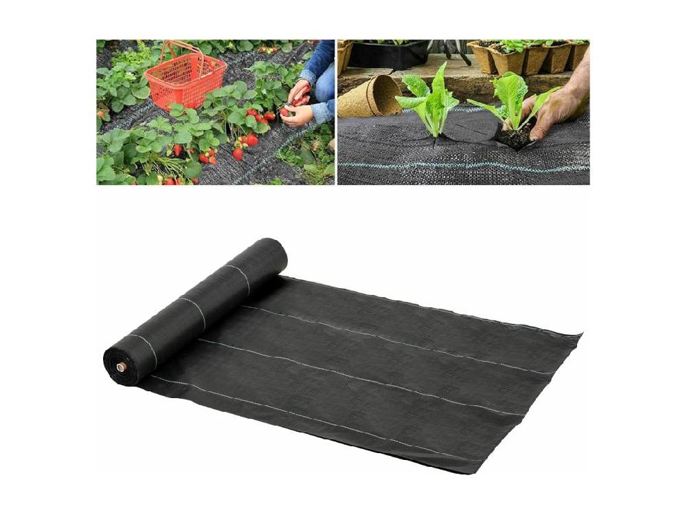 Vente Unique Toile De Paillage - Toile Anti Mauvaises Herbes 130 G/m² - Indéchirable Perméable à L'eau Anti UV - PP Noir Vert