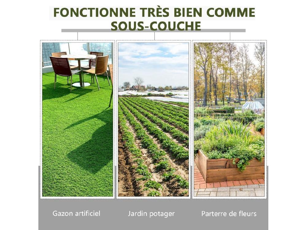 Vente Unique Toile De Paillage - Toile Anti Mauvaises Herbes 130 G/m² - Indéchirable Perméable à L'eau Anti UV - PP Noir Vert