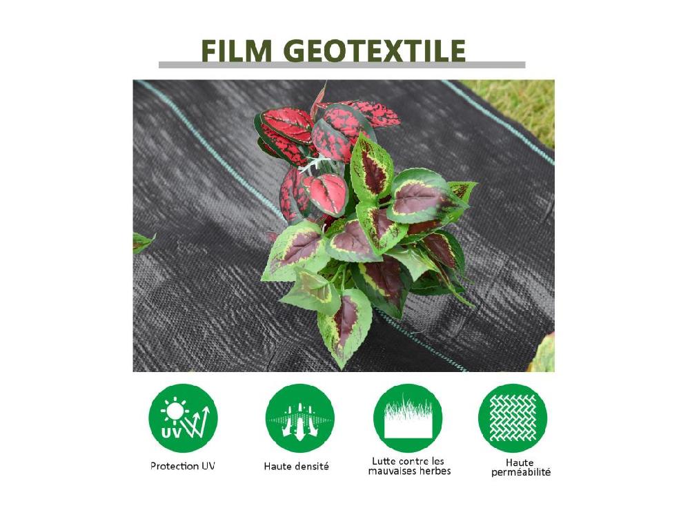 vente unique Toile de paillage - toile anti mauvaises herbes 130 g/m² - indéchirable perméable à l'eau anti UV - PP noir vert