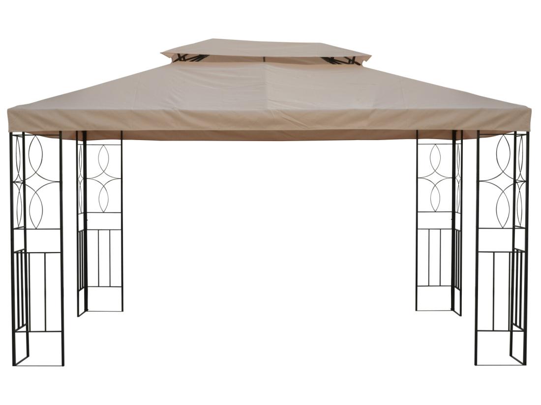 vente unique Toile de rechange pour pavillon tonnelle tente 3 x 4 m polyester haute densité 180 g/m² beige
