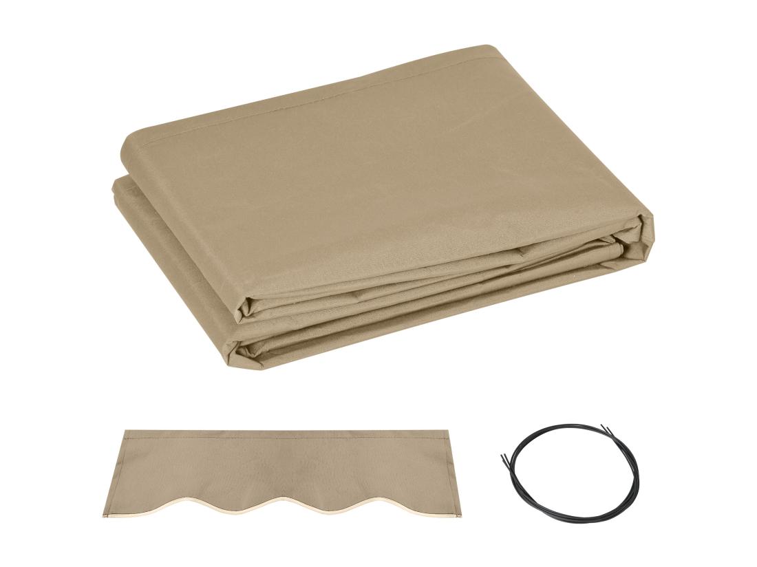 Vente Unique Toile De Rechange Store Banne - Lambrequin Vagues Douces - Polyester Haute Densité 280 G/m² Anti-UV Dim. 3 82L X 2 4l (avancée) M Café Latte