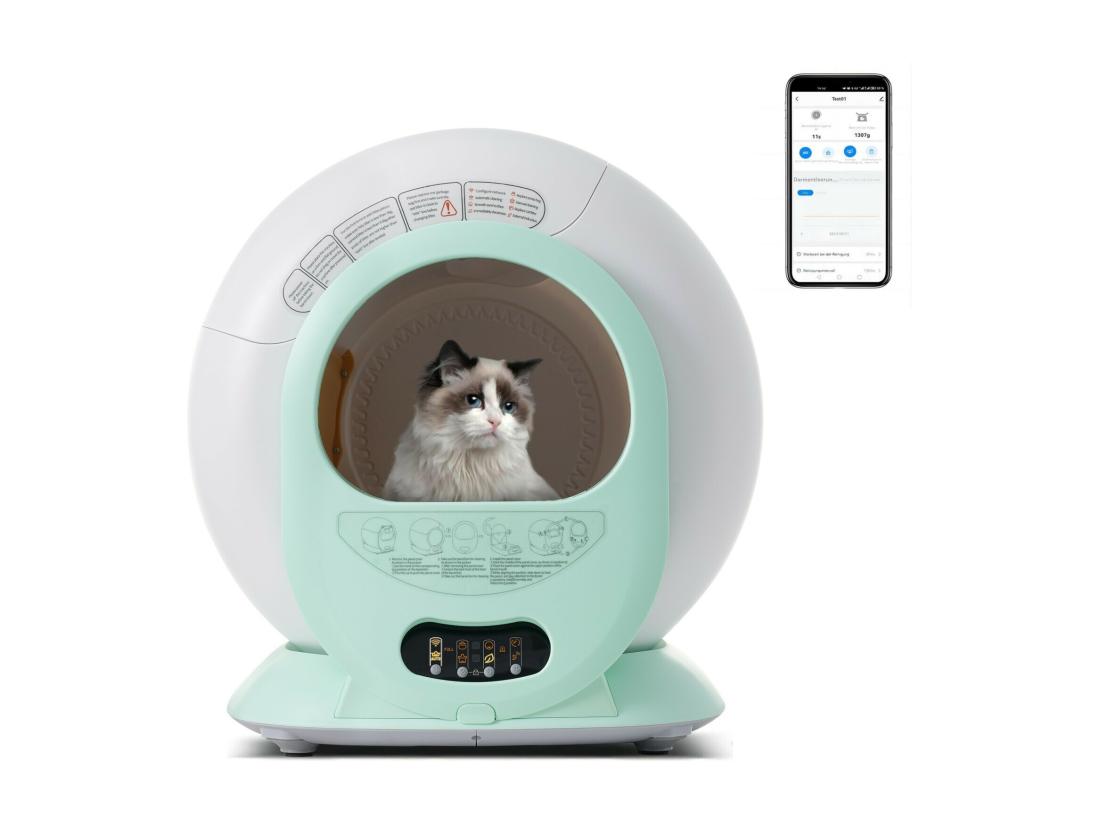 Vente Unique Toilette Intelligente Pour Chat Robot Litière Automatique Pour Chat Nettoient Automatiquement Odeur éliminée Avec Capteur Infrarouge Et APP 48x52x50.5cm