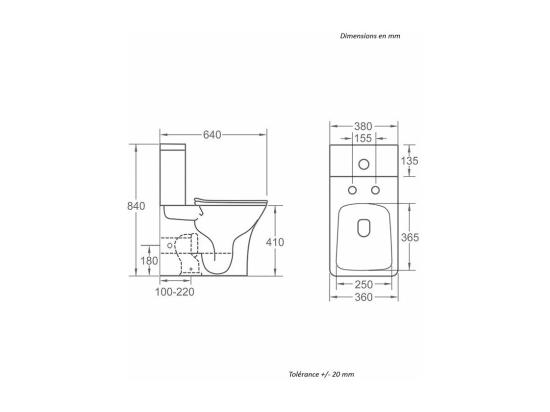 Vente Unique Toilette WC à Poser BRAGADO En Céramique Noir Mat