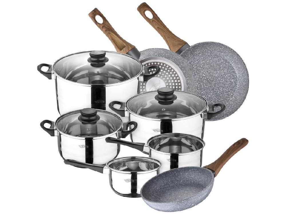 Vente Unique Toledo Batterie De Cuisine 8 Pcs Et 3 Poêles à Frire 22 24 26cm Daimiel