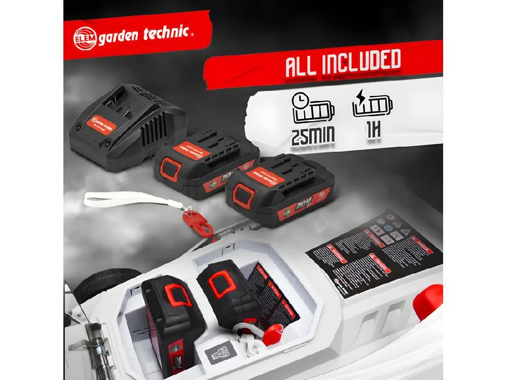 Vente Unique Tondeuse Rechargeable 40V (2x20V) 37cm - Batteries Et Chargeur Fournis - Elem Garden