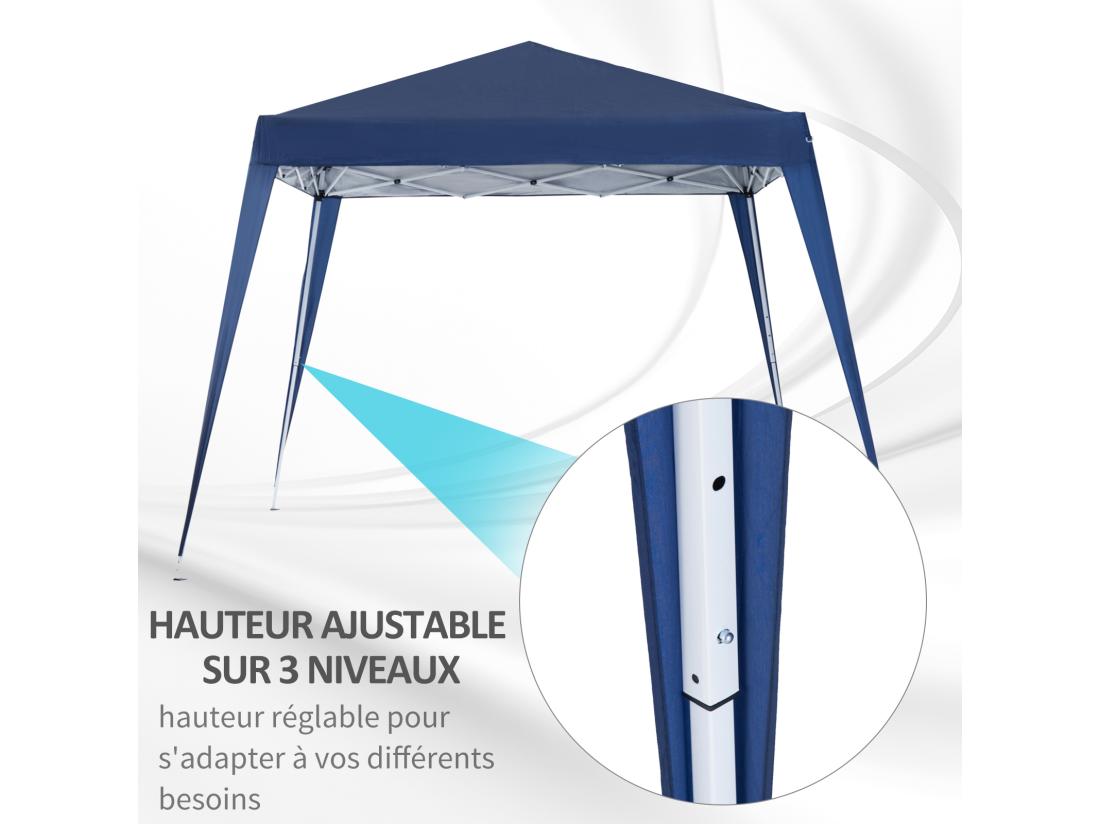 Vente Unique Tonnelle Barnum De Jardin Pop-up Pliant 2 4L X 2 4l X 2 5H M Acier Polyester Imperméabilisé Anti UV Avec Sac De Transport Bleu
