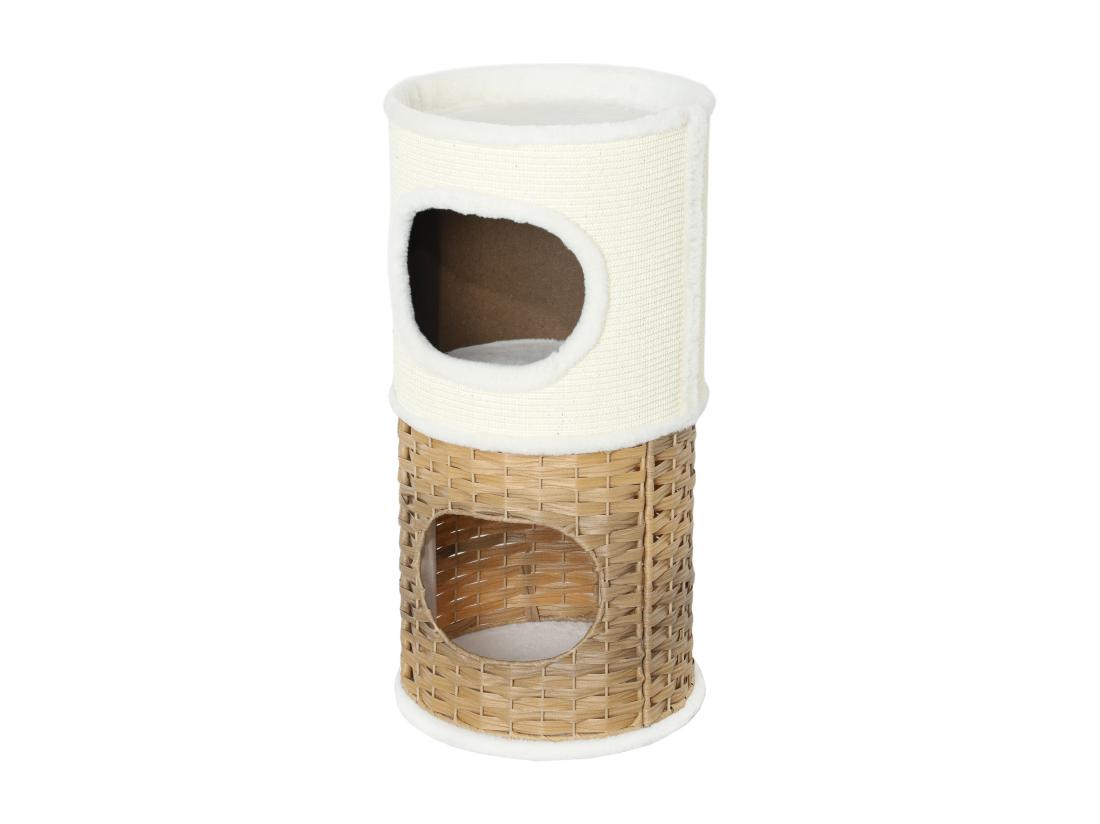 Vente Unique Tour à Griffer Pour Chat 3 Niveaux - 2 Niches Panier Observation- H.75 5 Cm - Résine Tressée Sisal
