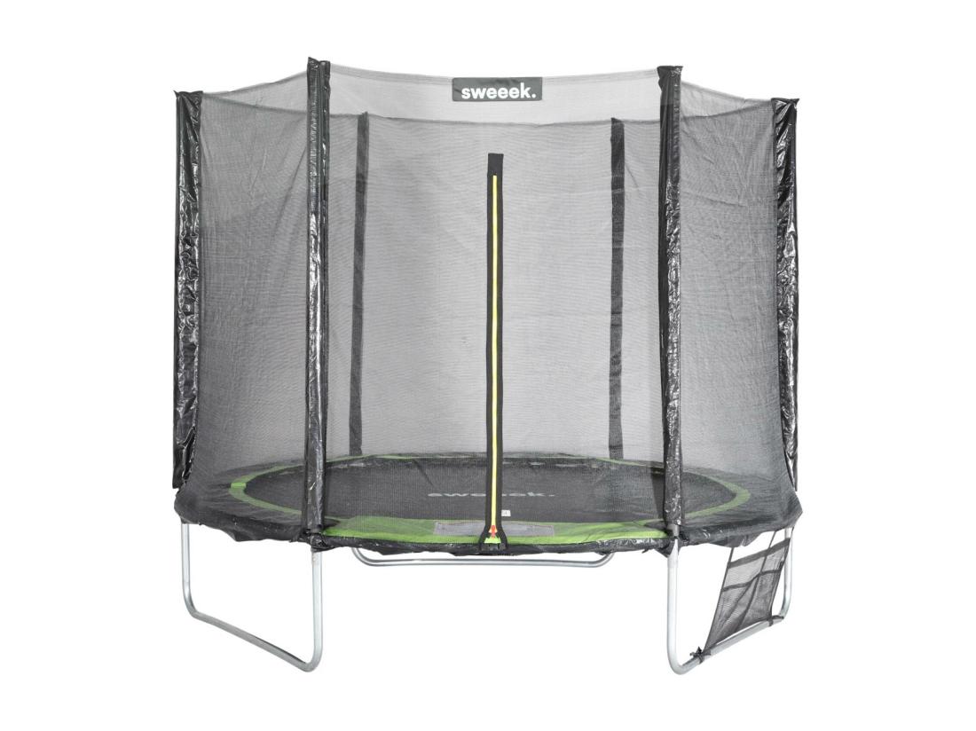 Vente Unique Trampoline 250 Cm. Vert. Avec Filet De Protection. Bâche. Filet Pour Chaussures. Kit D’ancrage