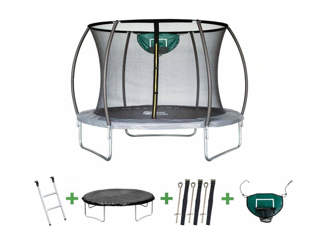 Vente Unique Trampoline Avec Filet Intérieur "jumper" - Ø 3 05 - Gris