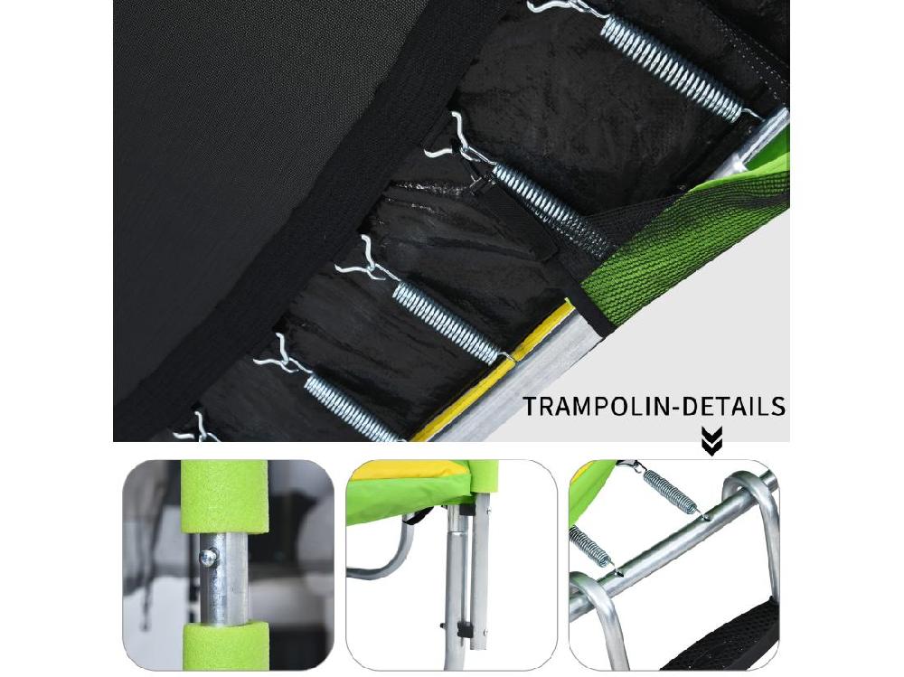 Vente Unique Trampoline De Jardin Extérieur Certifié TÜV Rheinland - Comprenant Toboggan Filet De Sécurité Et Accessoires - Adapté Aux Enfants De Plus De 3 Ans - Vert