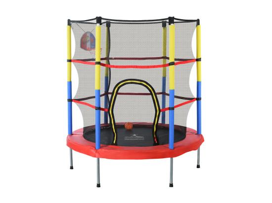 Vente Unique Trampoline De Jardin Rond En Acier - 140cm - Avec Panier De Basket Et 2 Balles De Panier - Charge Max 45kg - 3 à 6 Ans
