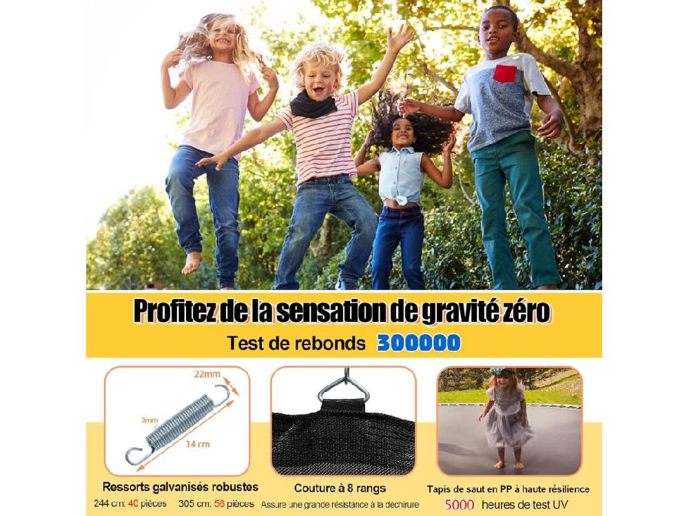 Vente Unique Trampoline Enfant Ø 305cm Avec Filet De Protection Trampoline De Jardin En Forme Fleur Avec Certification GS Coussin De Sécurité & Cadre En Métal Galvanisé
