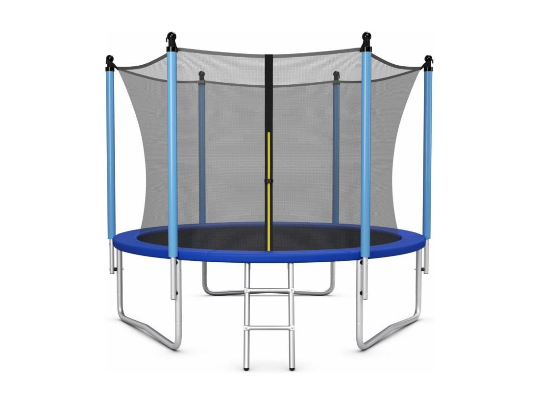 vente unique Trampoline Extérieur Ø305CM Enfants avec Filet de Sécurité Trampoline de Jardin Rond avec Cadre en Acier & 3 Pieds en Forme U Certification GS Charge 100kg